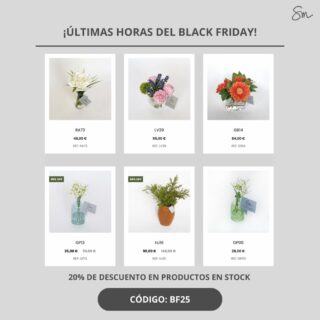 Tic Tac Tic Tac, últimas horas del Black Friday!

Aprovecha y lánzate a decorar tus espacios favoritos o a sorprender a quien más quieres con uno de nuestros centros que parecen naturales pero duran para siempre… 

Acertarás!!!

Os dejo el link de productos en stock en la bio.

#cuandoloartificialresultanatural