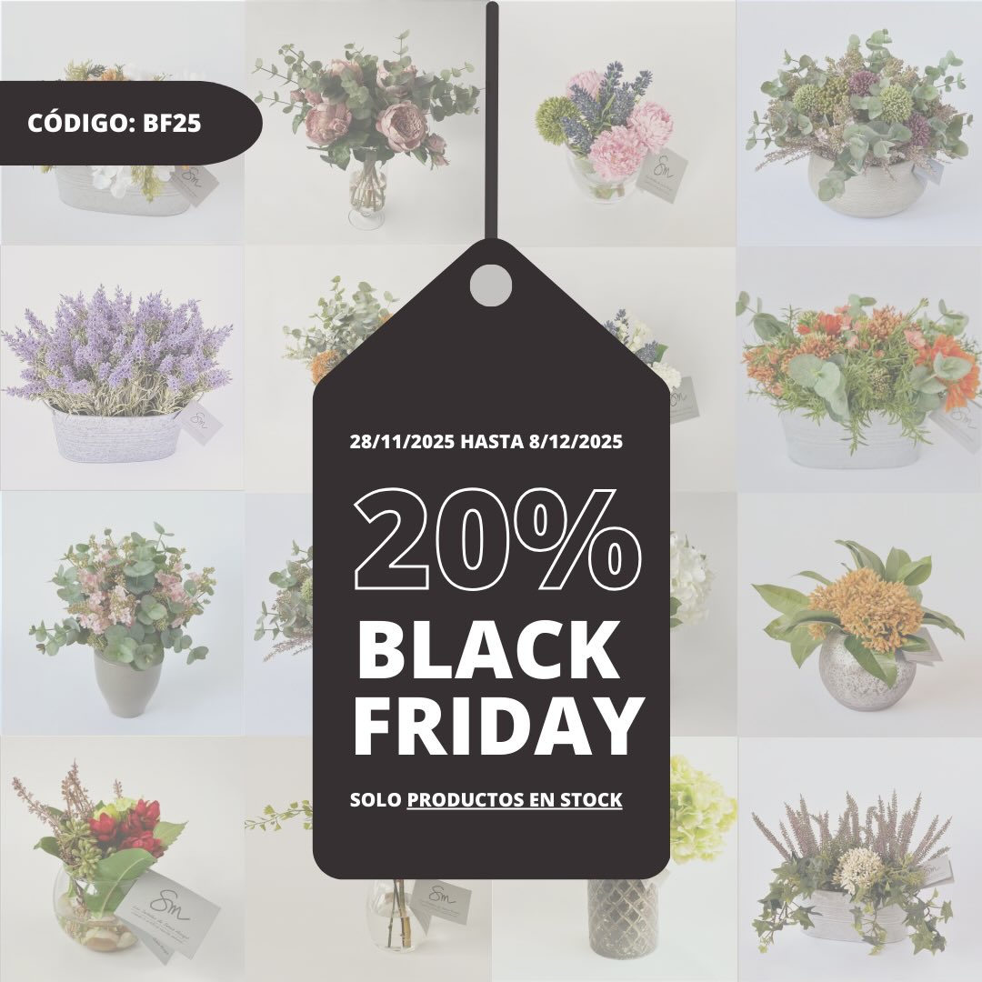 Los Detalles se apuntan un año más al Black Friday!!!! 

Desde el 28 de noviembre al 8 de diciembre  a las 23:59, 20% de descuento en TODOS LOS PRODUCTOS EN STOCK con el código BF25 , incluido nuestro outlet, en el que podréis encontrar súper chollos!!

En la bio os dejo el link a todo lo que hay en stock en la web para ponéroslo fácil.

Envíos gratuitos a partir de 200€ en productos en stock.

¿Te lo vas a perder?

#Blackfriday #cuandoloartificialresultanatural  #florartificial plantaartificial proyectosamedida 20aniversario